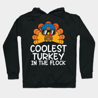 Coolest Turkey In The Flock Boys Thanksgiving Kids Hoodie